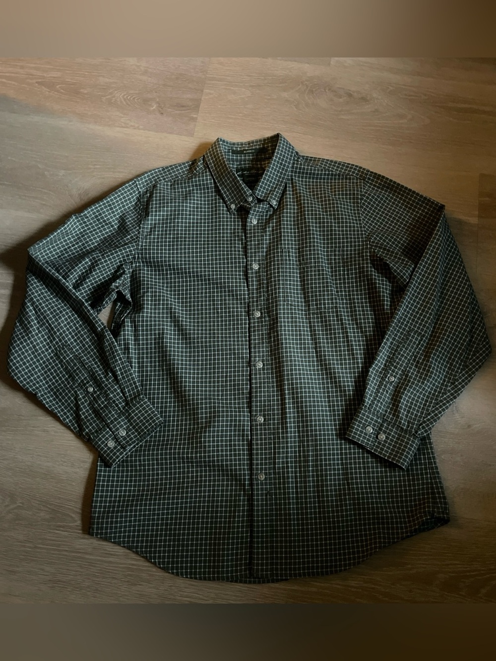 EDDIE BAUER Green Plaid Striped Long Sleeve Shirt Chore